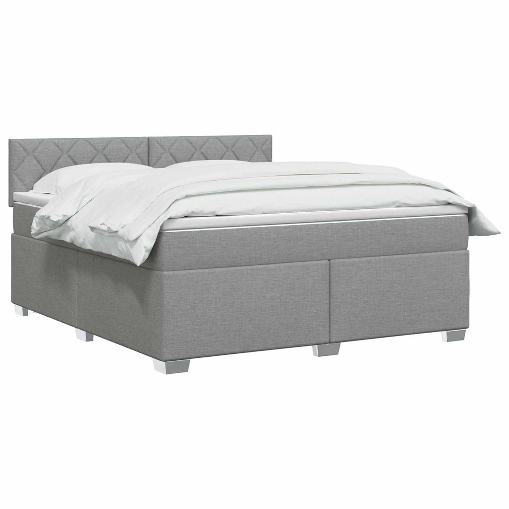 Box Spring Bed with Mattress Light Gray 140 x 200 cm Fabric