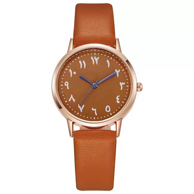 Fashion Ladies Brand Watches Simple Round Arabic Numbers Hand Women Quartz Watches Casual Leather Strap Clock Gift Wristwatches