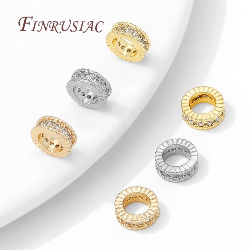 4mm 6mm 8mm 18K Gold Plated Brass with Zircon Round Spacer Beads For Beading,Metal Separator Beads,DIY Jewelry Making Supplies