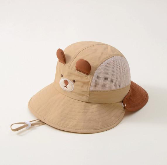 Childrens Cartoon Sun Hat With Embroidered Brim For Outdoor Sun Protection