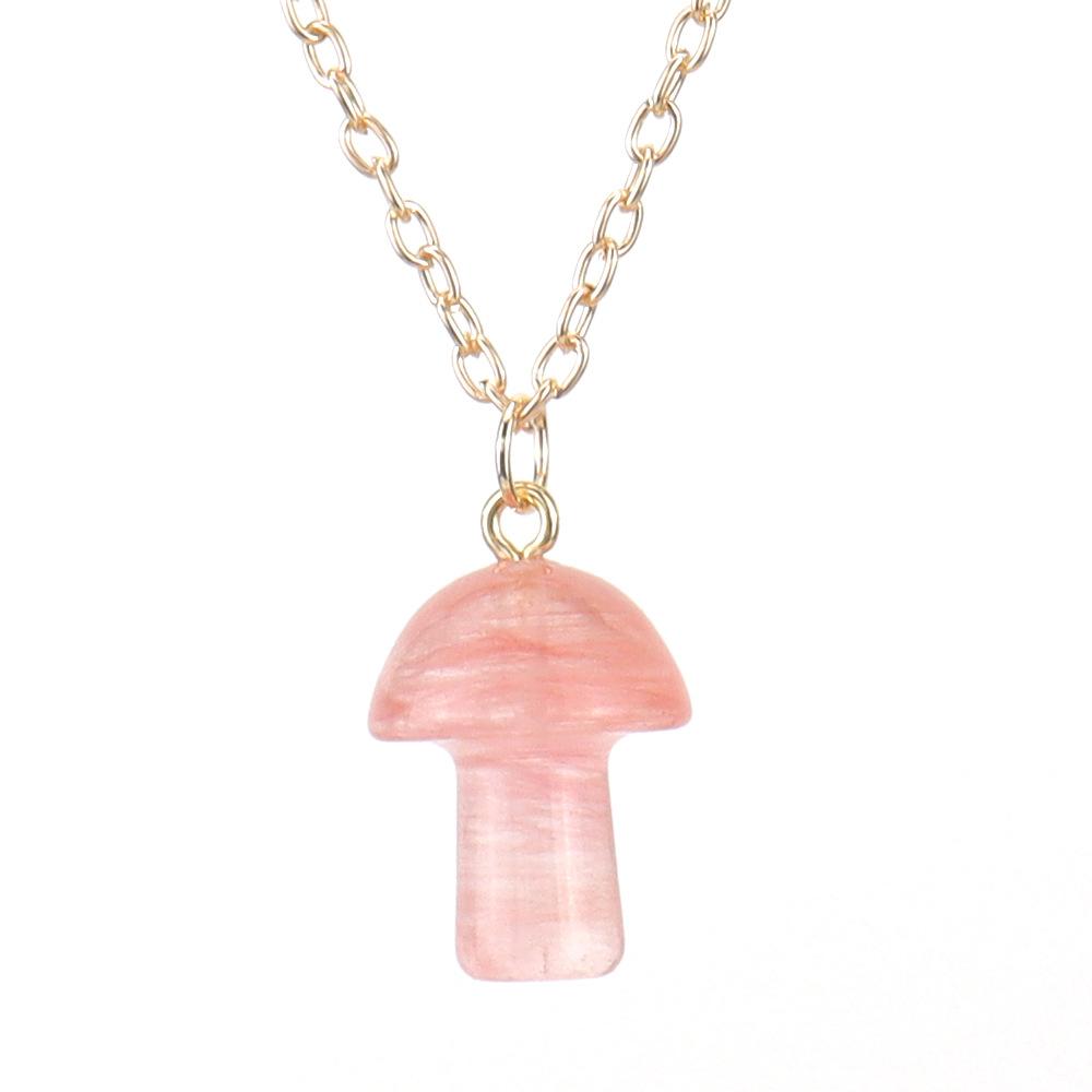 

Natural 2Cm Crystal Mushroom Pendant Necklace Crystal Agate Mini Mushroom Necklace N611 кавун червоний колір