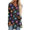 Ladies' Fashionable And Casual Halloween Printed T-shirt Long Sleeved V-neck Mid Length Top