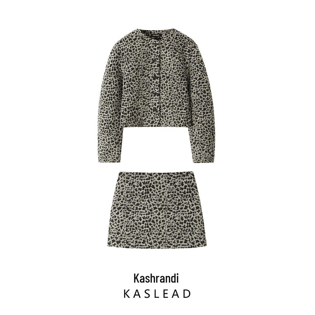 

Women s 2024 Autumn Animal Print Jacket & Skirt Set - Euro-American Style Fashion Small