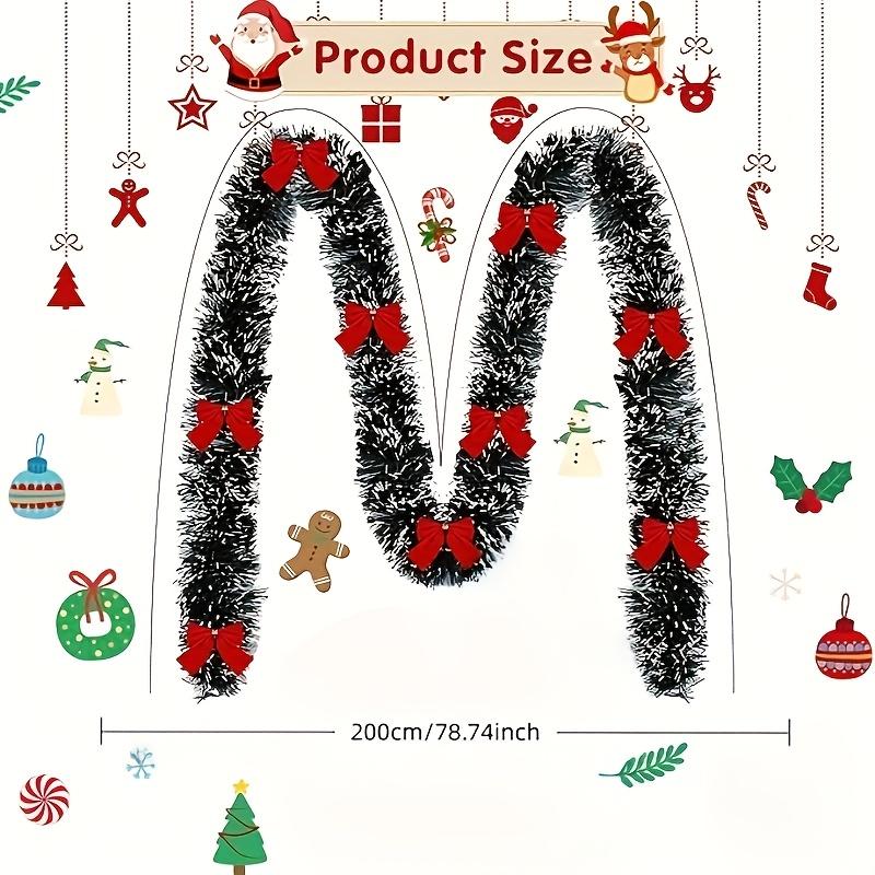 

8-meter realistic Christmas decoration wreath with dark snowflake tips and 9 red bows, perfect for holiday parties, homes зелёный