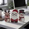 Small Wood Christmas Rustic Farmhouse Decor Cute Cat Tabletop Ornaments Wooden Kitty Figurine Creative Stocking