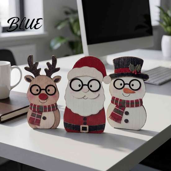 Small Wood Christmas Rustic Farmhouse Decor Cute Cat Tabletop Ornaments Wooden Kitty Figurine Creative Stocking