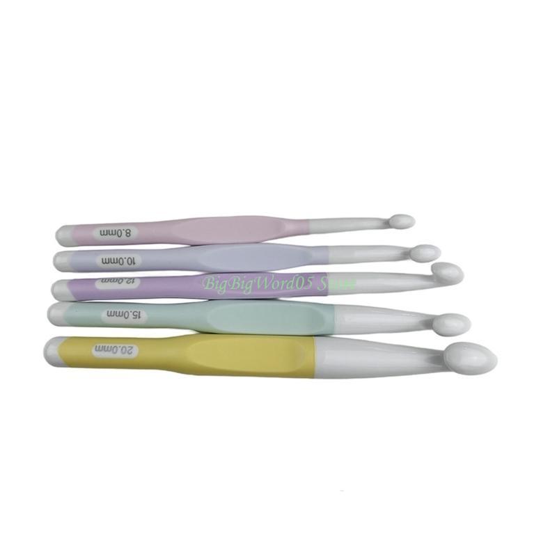 24TE 5Pcs Ergonomic Crochet Hook Soft Handle Crochet Hook for Knitting Crocheting CN