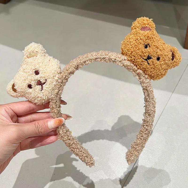 

Женская повязка для волос для умывания лица, милая трехмерная повязка на голову с медведем, повязка для волос, новая заколка, заколка для волос, плюшевый головной убор