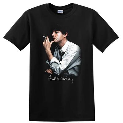 Paul McCartney Portrait T Shirt Music Legend Smoking Vintage Style Tee