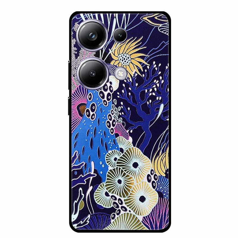 3D Emboss Case For Xiaomi Poco M6 Pro Phone Case Flower Silicone Soft Back Cover For Xiaomi Poco M6 Pro Case PocoM6 M 6 Pro Capa
