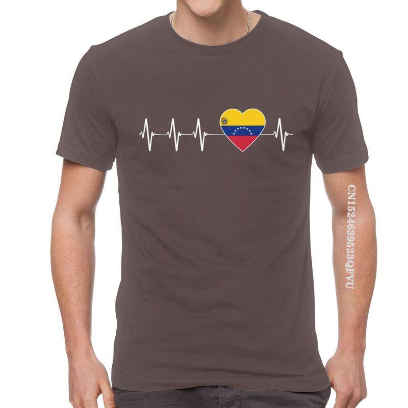 Venezuelan Heartbeat T Shirts Men Fashion T Shirt Cotton Oversized I Love Venezuela Flag Heart Tshirt Unique Tees Tops S
