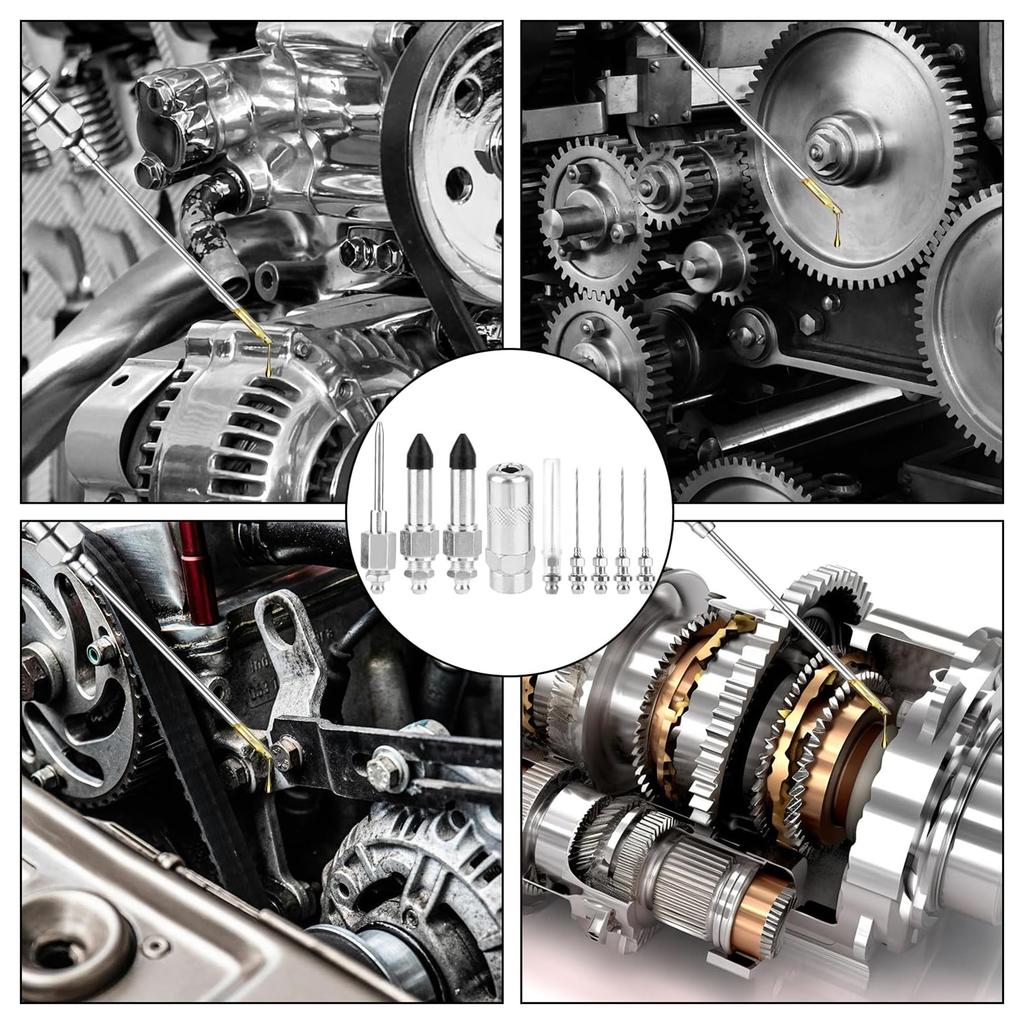 9Pcs Grease Gun Needle Nozzle Kit Durable for Narrow Spaces Automotive Parts and Industrial Machinery Maintenance