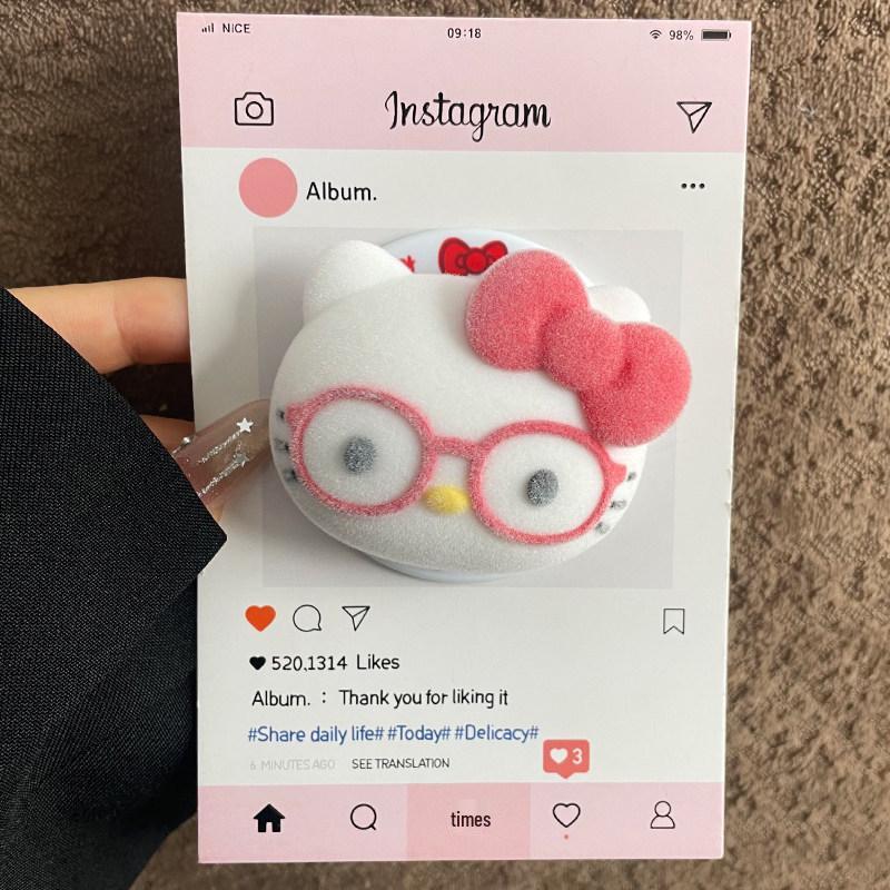 Flocked White Kitty Cat Magsafe-Compatible Magnetic Phone Holder with Retractable, Foldable, and Strong Air Cushion.