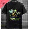UnisexS Zombie Bee Apocalypse Graphic TShirt with Creepy Undead Horror Design Black Pure Cotton Shortsleeve Tee Outdoor Clothing