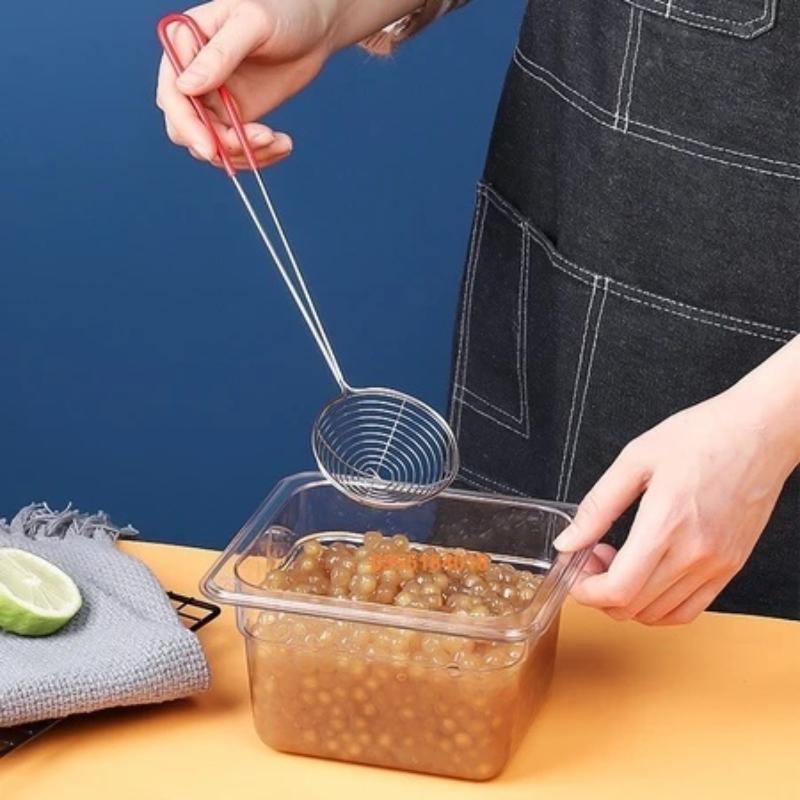 Suitable For Scooping Tapioca Pearls And Toppings With Red Handle 27Cm Long 6.5Cm Diameter High-Quality Durable Stainless Steel