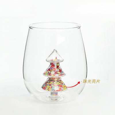 Kreativer Weihnachtsbaum-Glasbecher mit 3D-buntem Glitzer für Milch, Saft, Wasser