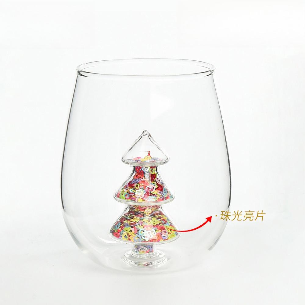 Creative Christmas Tree Glass Cup with 3D Colorful Glitter for Milk Juice Water