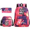 3 Piece School Backpack Set for Students Large Capacity Oxford Cloth Schoolbag with Shoulder Strap and Pencil Case