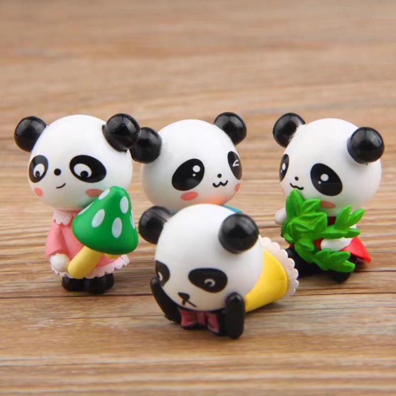 4Pcs/Set Anime Panda Doll Cartoon Action Toy Figures 2-4cm
