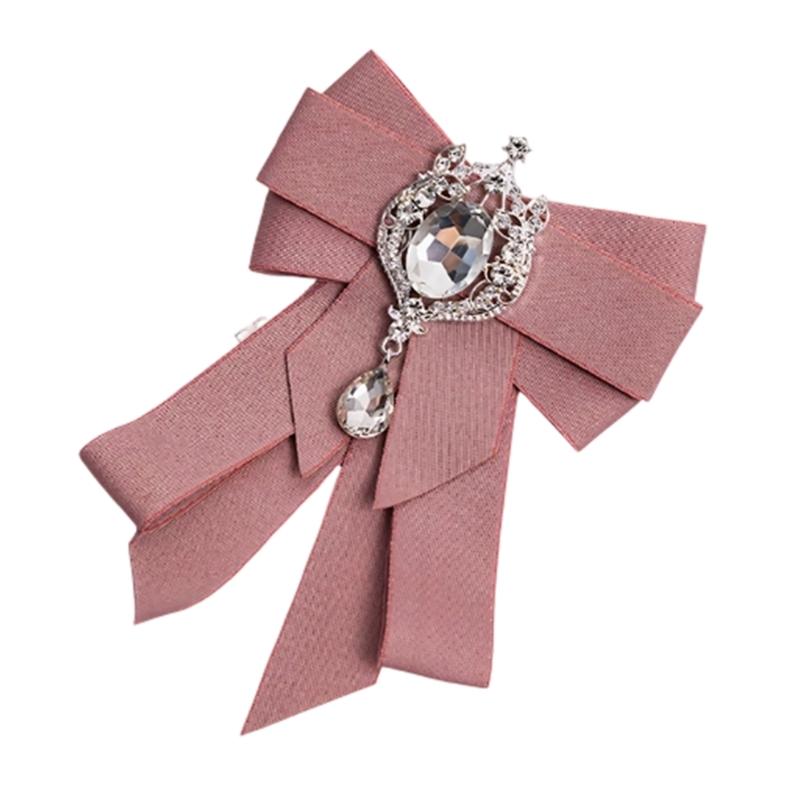 Crystal Bows Brooch For Dresses And Coats Fashionable Rhinestones Necktie Jewelry Accessory For Elegant Outfits