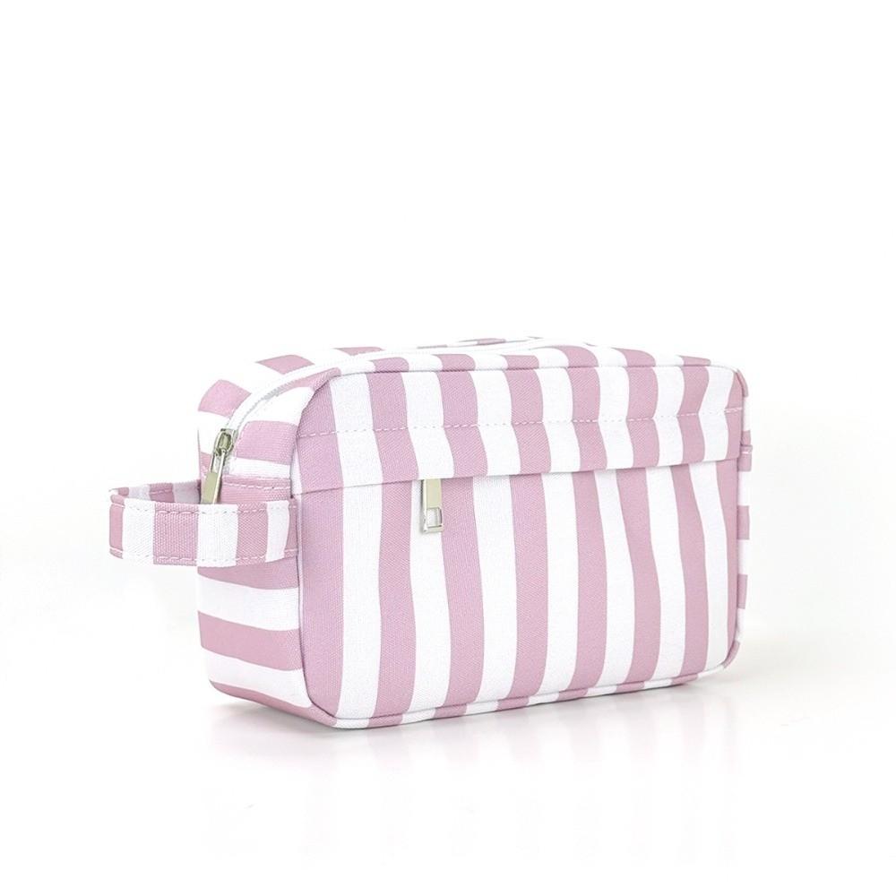 Zipper Striped Makeup Bag Lightweight Cosmetic Pouch Ideal Gift Storage Bag  Business Trip