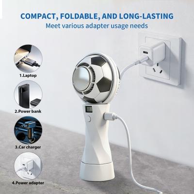 Ventilador de Fútbol Portátil Ventilador Pequeño de Mano 6 Velocidades de Viento Pantalla LED Carga USB Ligero Ventilador de Viaje Ventilador Personal Silencioso