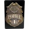 Tin Sign Vintage Police Motorcycle Wall Art Metal Poster