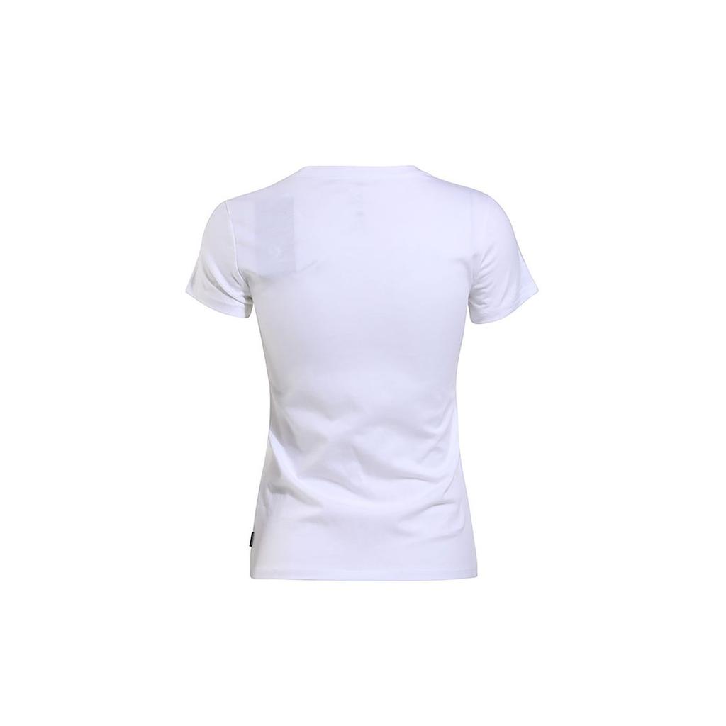 Converse T Shirts Women's White Crew Neck Moderate Straight Fit 10017396-A02
