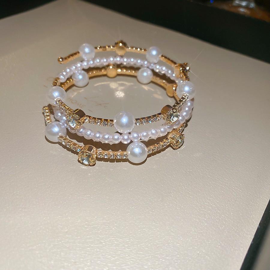 Super Flash Zircon Round Heart-shaped Flower Multi-layer Open Bracelet Exquisite and Beautiful Bracelet Light Luxury Jewelry Women