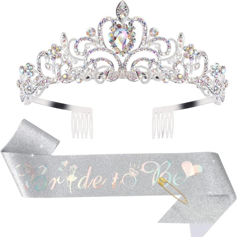 Hen Party Bride To Be Headband Crown Sash Accessory for Bride Hen Night Bachelorette Party Decorations Gift