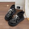 Damen Plateaustiefeletten Frühling Herbst Elegante Lolita Stil Damen Freizeitstiefel Einfache Vielseitige Lederstiefel Damen