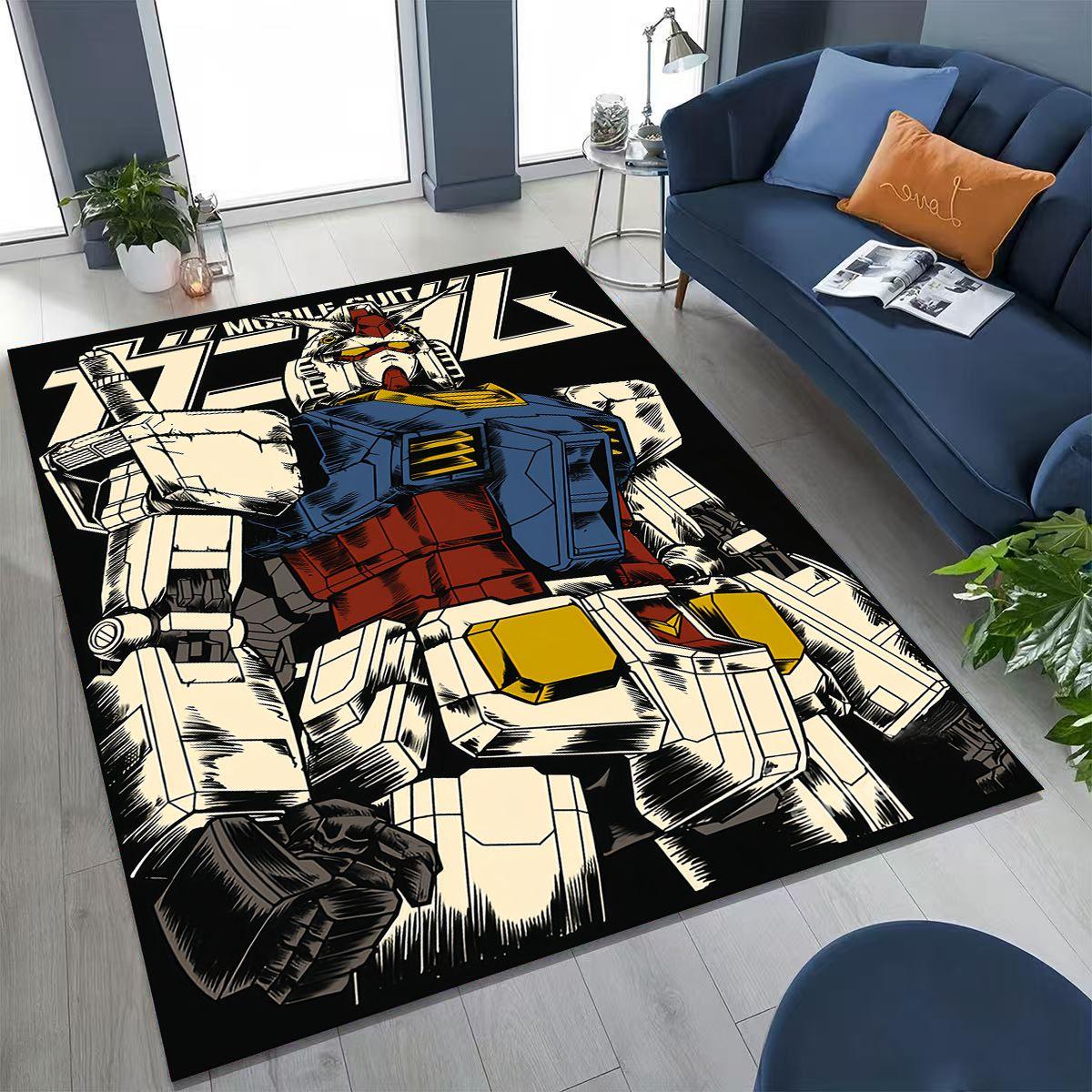 

New Retro Gundam Cartoon Robot Rug for Bedroom Living Room Sofa Home Doormat Decor, Large Kid Play Non-slip Floor Mat Gift 80x120cm( 31x47in)