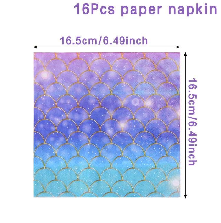 Zestaw naczyń jednorazowych Syrenka Talerze papierowe Kubki Mała Syrenka Dekoracje na przyjęcie urodzinowe Dziewczęce Baby Shower Artykuły imprezowe