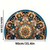 Tappetino Semirotondo Mandala Boemo Antiscivolo Lavabile Tappeto Piatto 2D Semisferico per Decorazione Soggiorno Cucina Bagno