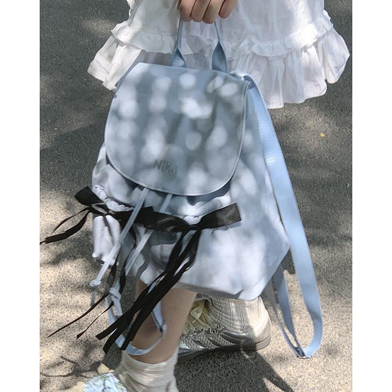 Casual Nylon Canvas Bow Backpack Women's Bag 2025 New Niche Backpack Simple Travel Bag