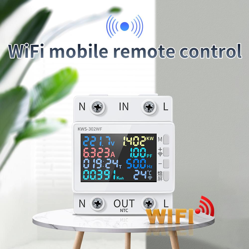 8 In 1 WIFI Energy Meter Color Screen Phone Remotely APP Control AC  2P AC 170V~270V Power Voltmeter Voltage Amps Watt Kwh Meter