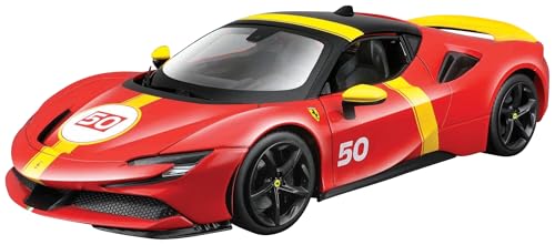 Bburago Масштаб 1/18 Ferrari SF90 Stradale Assetto Fiorano (Красная/Желтая линия) Готовое изделие Ящик для цветов 18-16021RY