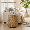 Tree Stump End Table, Round Concrete Side Table for Indoor and Outdoor Use, Natural Wood Effect