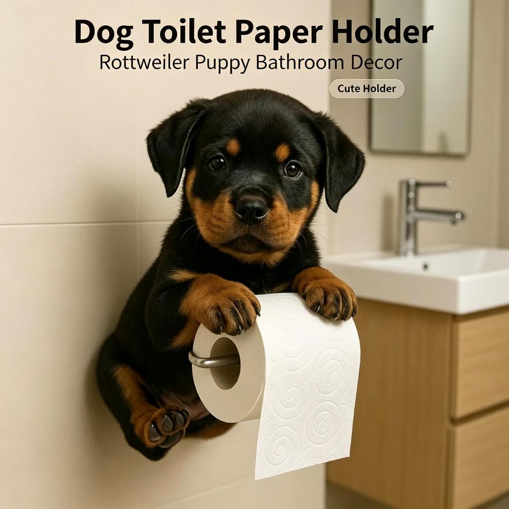 Cute Dog Resin Toilet Paper Holder, Decorative Tissue Rack For Home Bathroom Ornament
