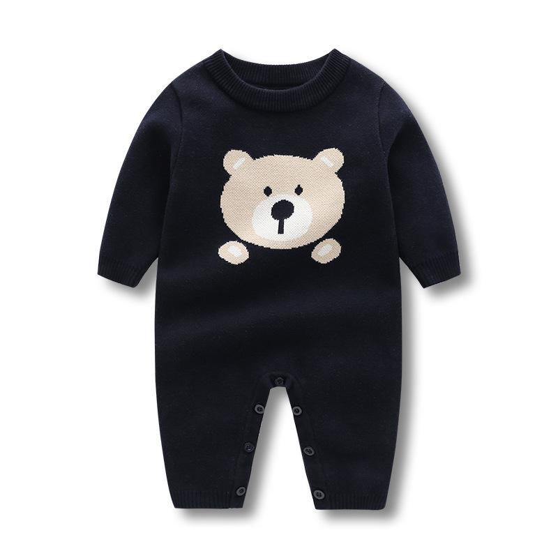 Nordic Little Bear Knitted Romper & Wool Harem Pants for Baby Boys - Autumn/Winter Wear