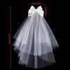 White Bride Bow Veil with Hair Clip Bridal Shower Party Decoration Wedding Photo Props Hen Bachelorette Party Supplies Gift