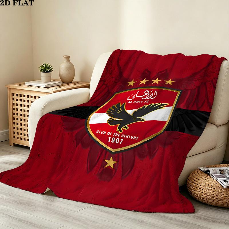 1PC Alahly Patterned Flannel Blanket Suitable For All Seasons For Home Decor Warmth And Comfort Gifts Holiday Present