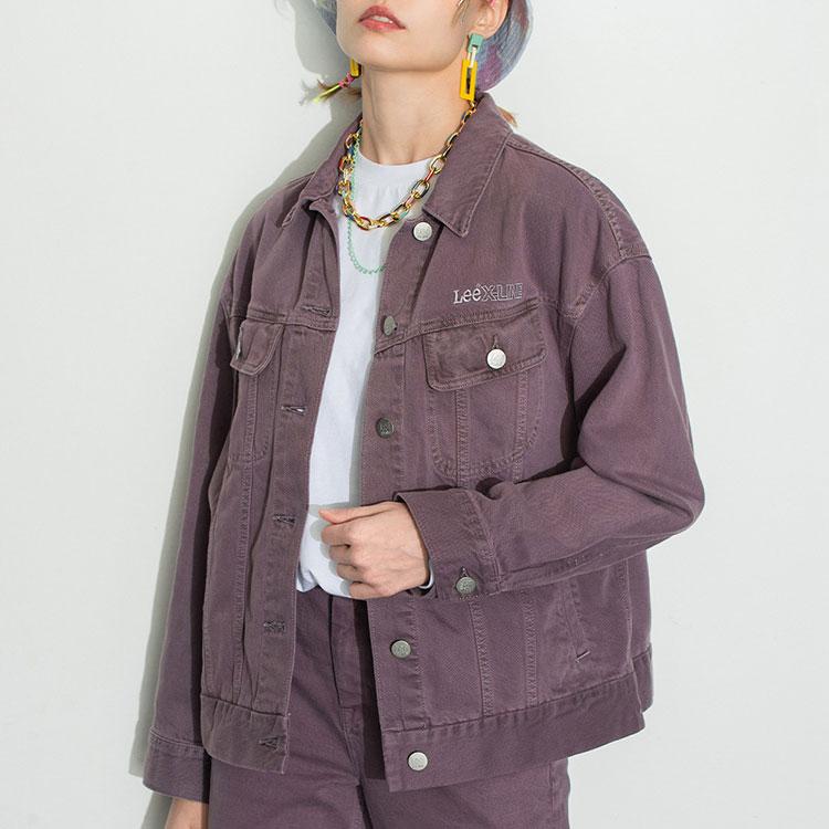 Lee Letter Print Denim Jacket Women Jackets Purple LWT0039185TQ00FA01726