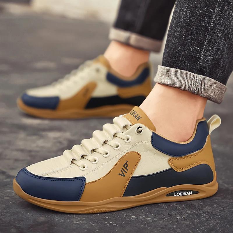 2025 Sports Shoes Men Thick Sole Sports Shoes Designer Fashion Casual Fiber Leather Breathable Heightening Flat Thick Sole Shoes