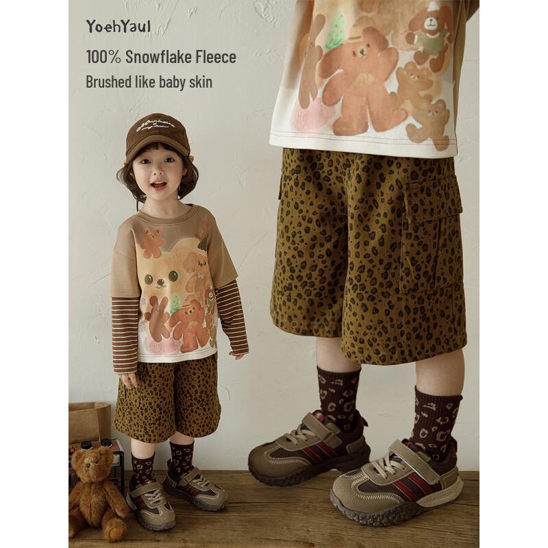 Youyou Kids  Trendy Leopard Print Cotton Capris 140