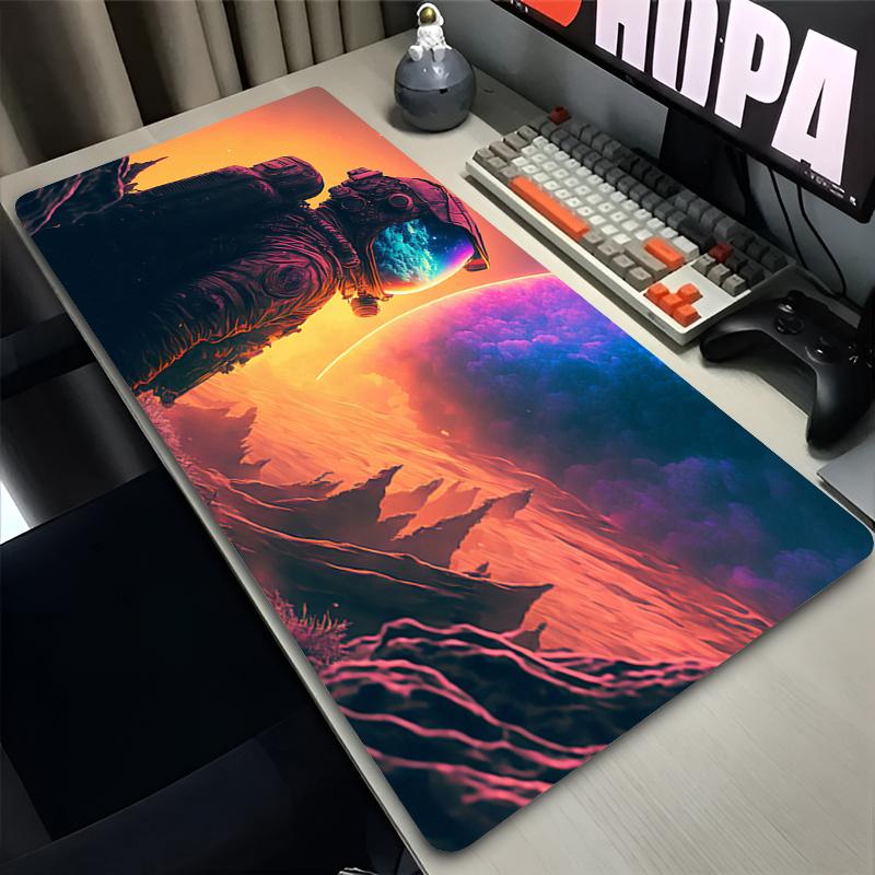 Large Mouse Pad Outer Space Astronauts Gamer Keyboard Desk Mouse Mat Laptop Gaming Accessories Starry Sky Carpet Anime Mousepads