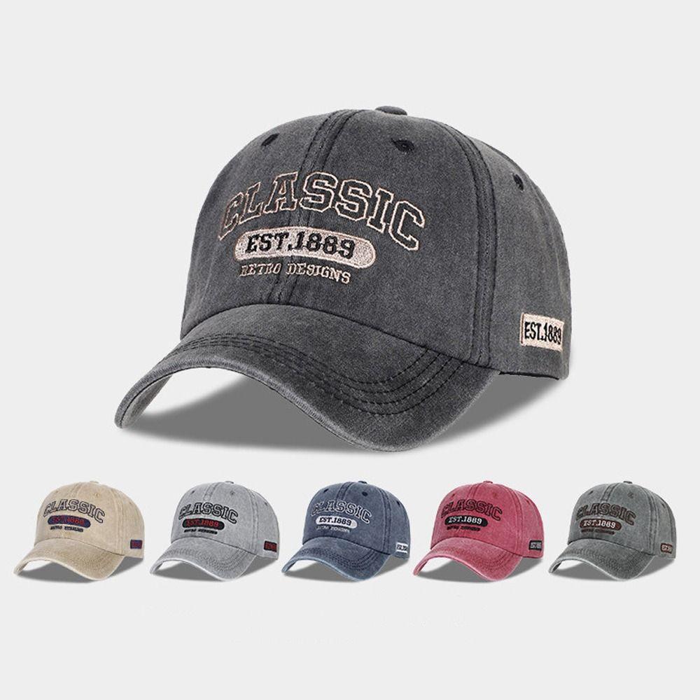 Fashion Classic EST.1889 Embroidery Baseball Cap Visor Washed Cotton Peaked Cap Adjustable Baseball Hats For Man Women Unisex