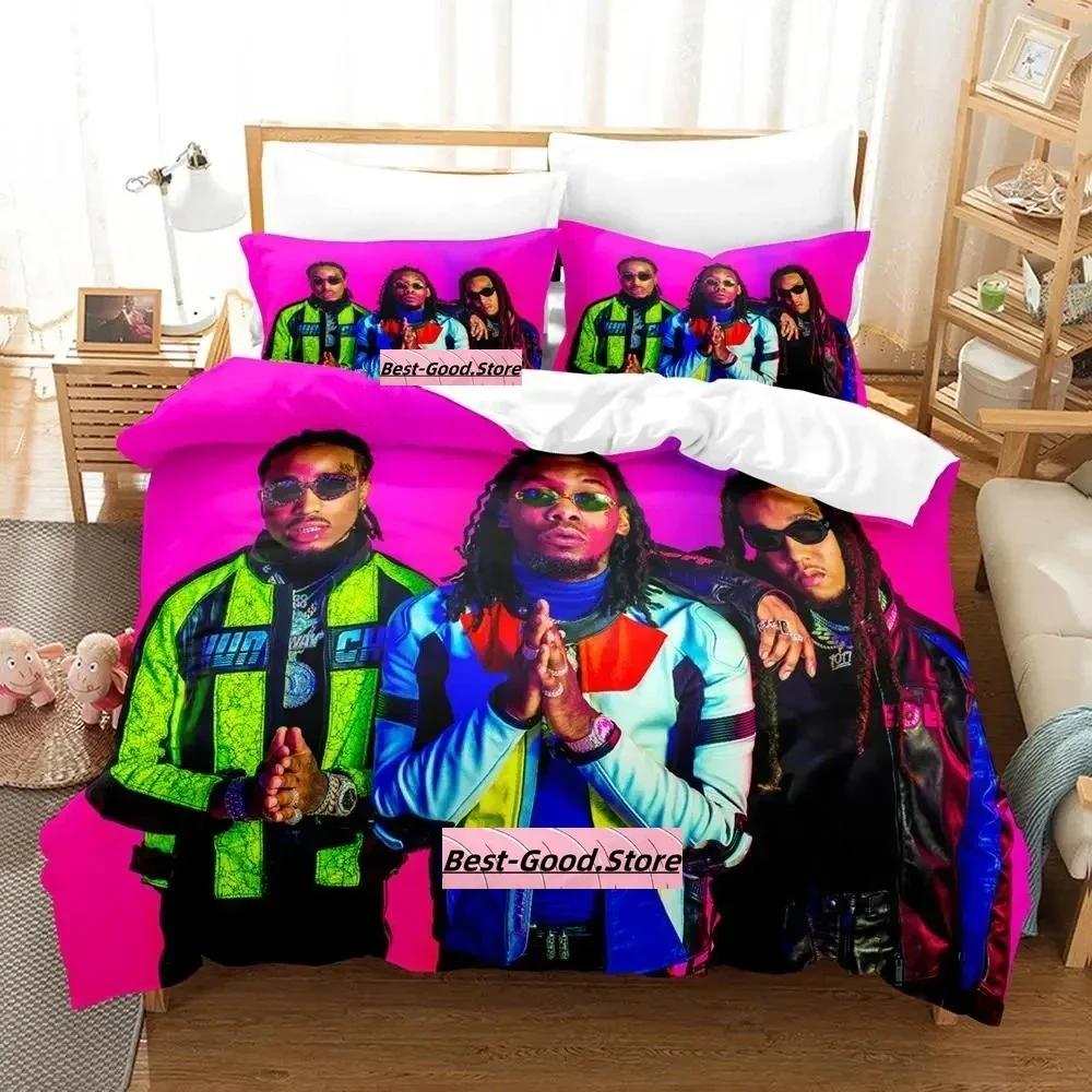 

Comforter New Music Migos Bedding Set Single Twin Full Queen King Size Bed Set Adult Kid Bedroom s Anime Parure De Lit Bed Comforter (quilt)-EU Single(135*200cm)3pcs