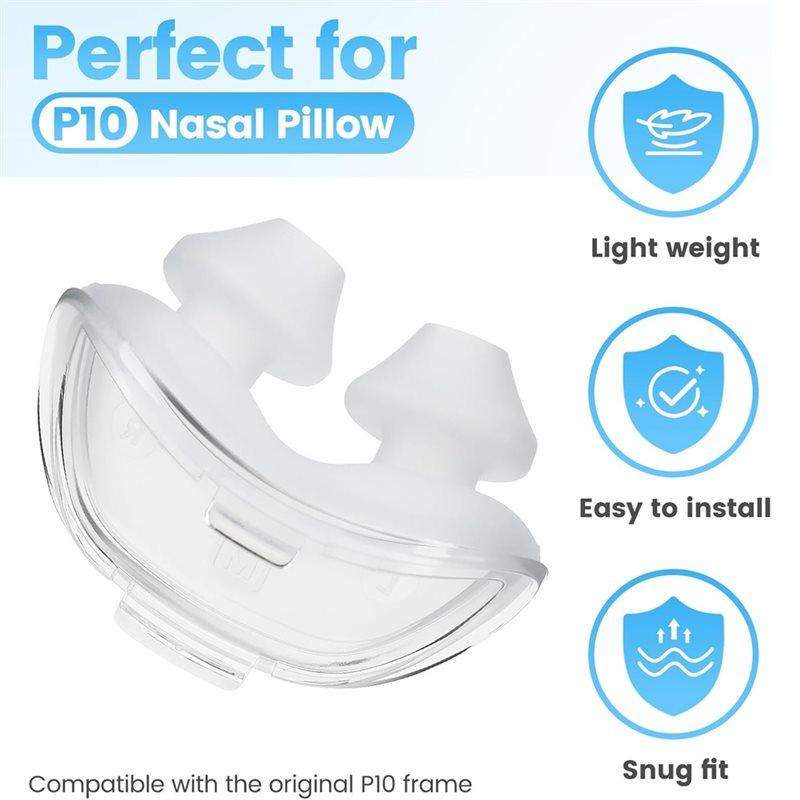 Náhradní měkké lehké silikonové dvouplášťové nosní polštářky 2 ks Pro příslušenství k CPAP masce Resmed Airfit P10 L