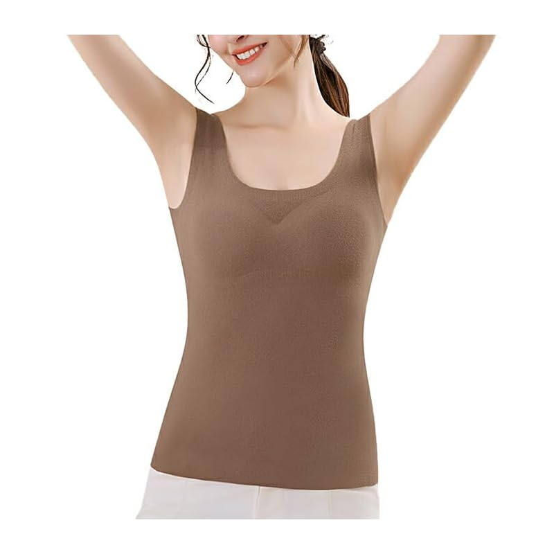 [KarlyShop import] [Soft and warm] Tank top with cup ladies pad Was it warm? warm Cold protection underwear Double-sided brushed extend Soft rr-038 3L